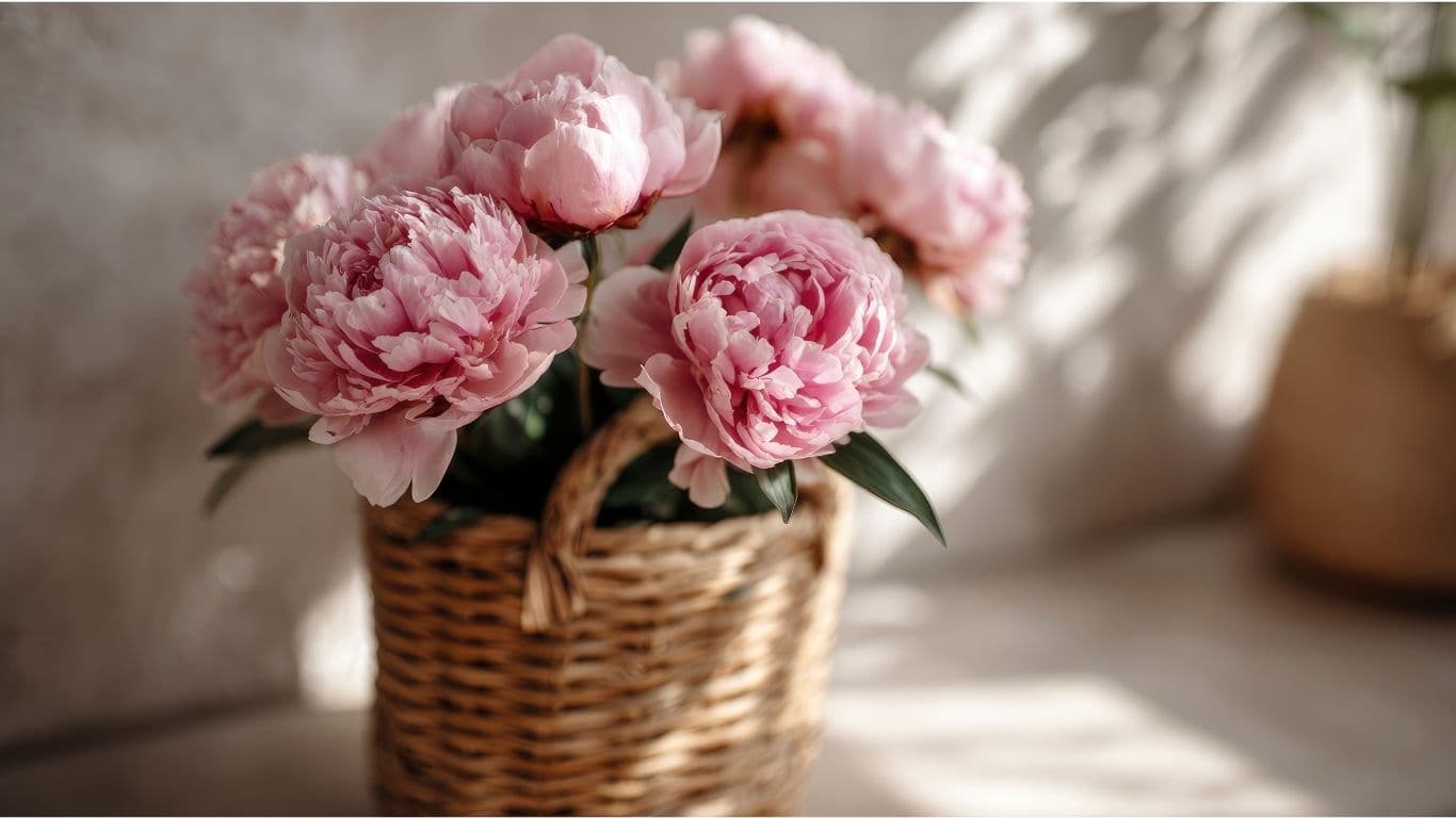 pink flower basket