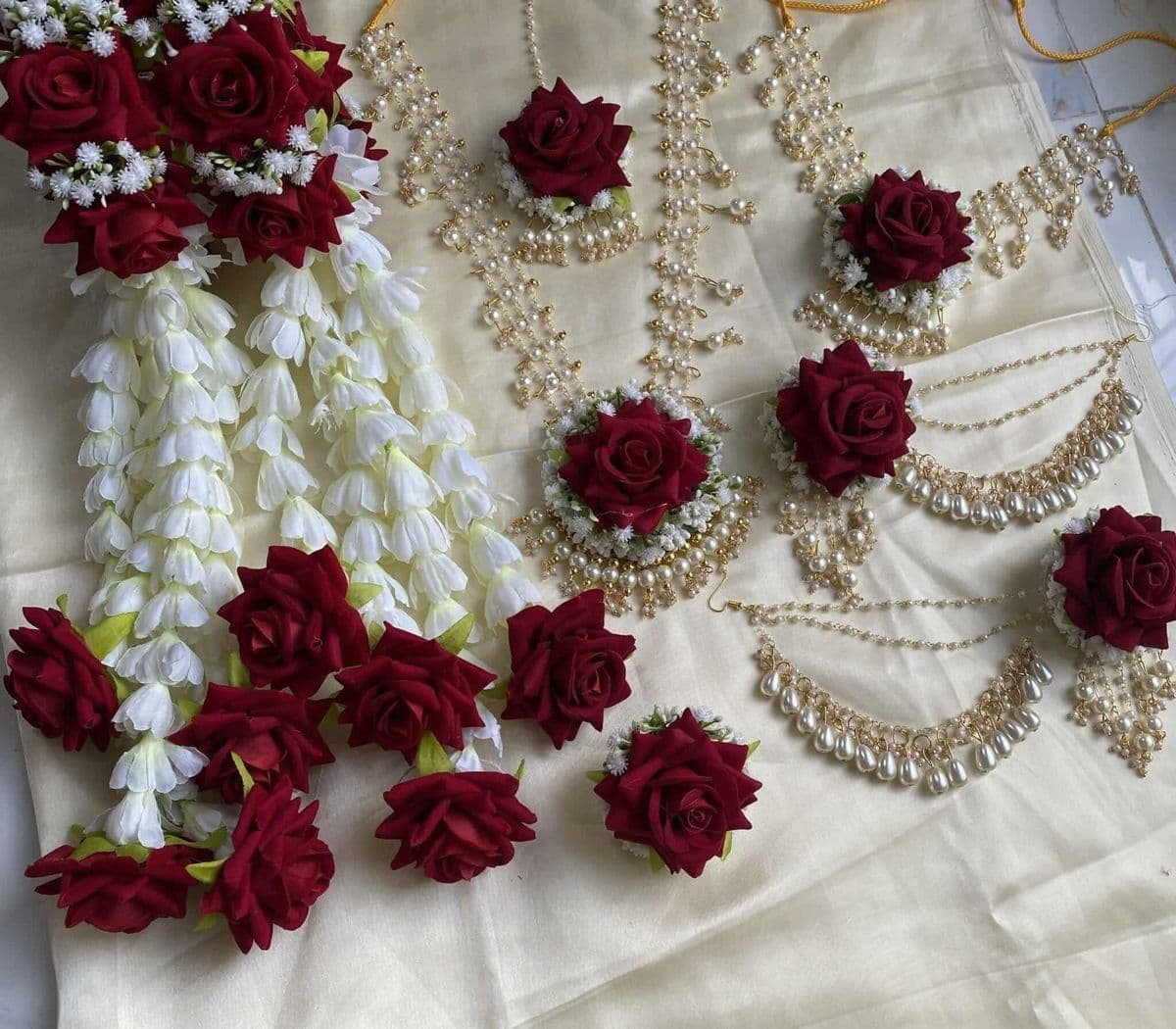 Red and White Jewelry Set