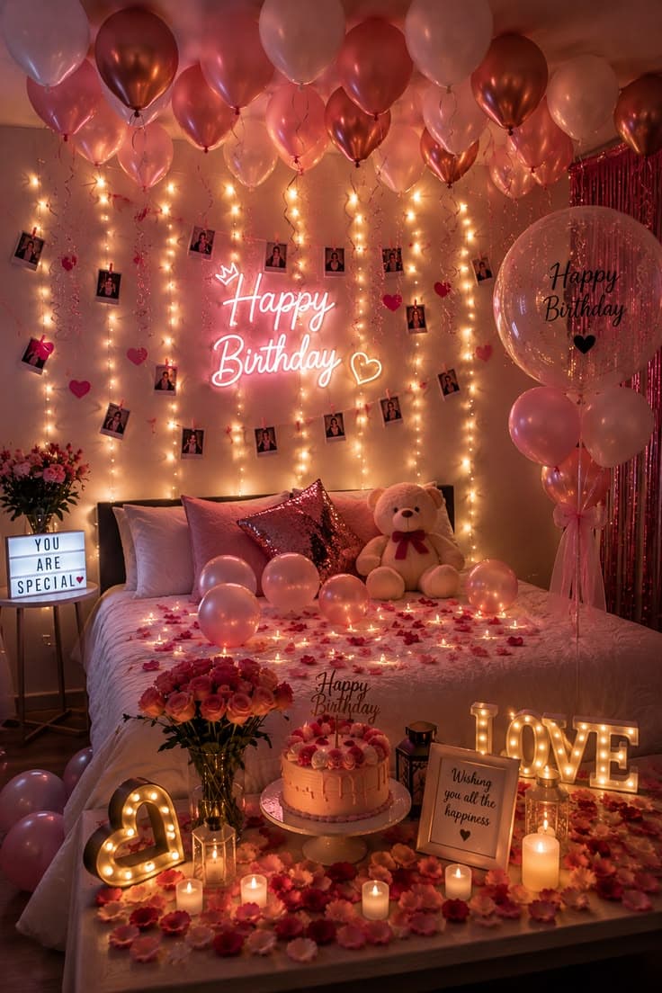 Dreamy Romantic Birthday Room Decoration