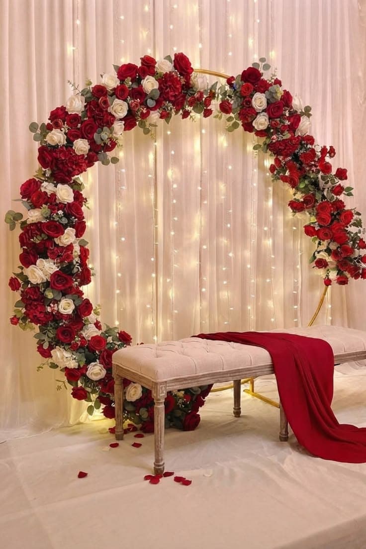 Romantic Red White Floral